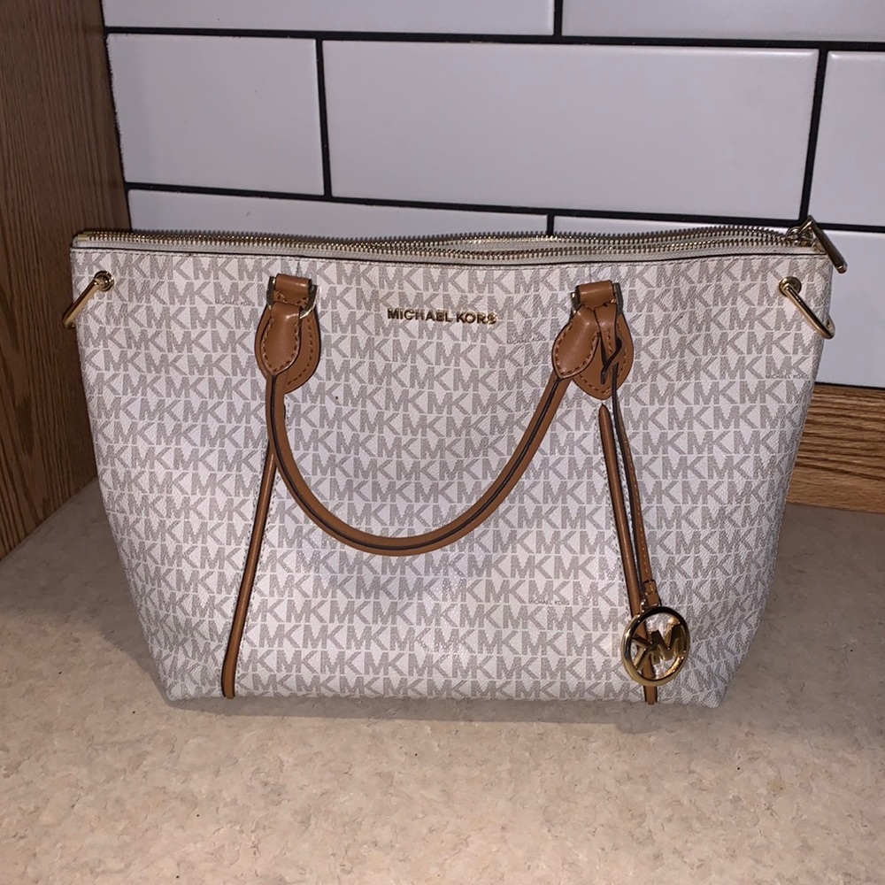 White/Tan/Brown Michael Kors Purse